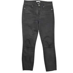 GOOD AMERICAN Jeans Women 6/28 Black Good Legs GL452C Coated Skinny Stretch USA